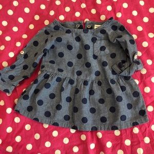 6m Girl Girly polka dot denim tunic.